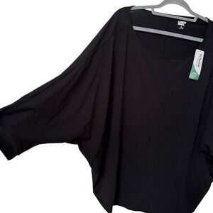 Lands' End Womens 2X Top Black Dolman Sleeve Tencel Modal Blend Casual Travel